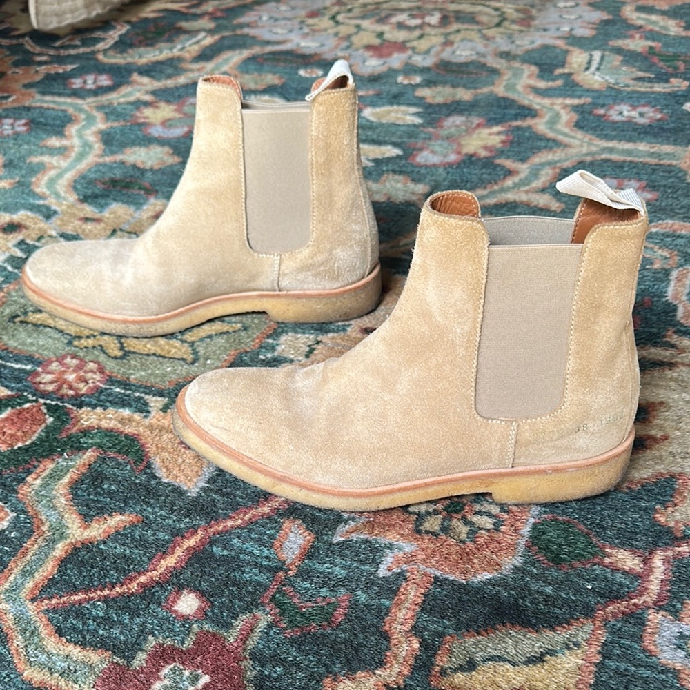 Common Projects Tan Suede Ankle Boots